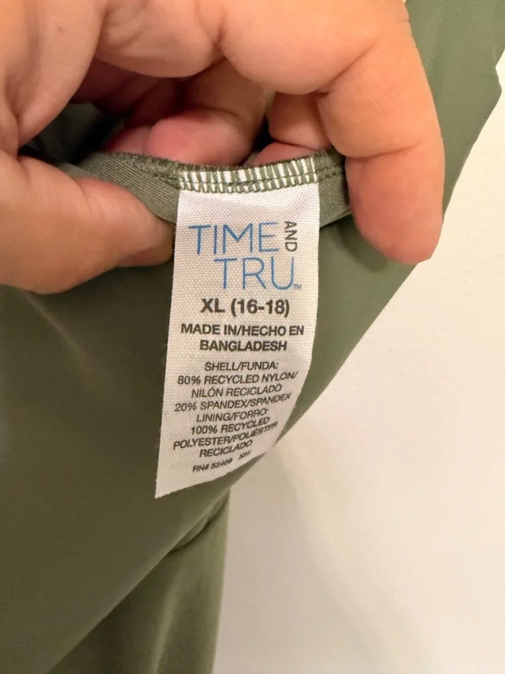 Time and Tru NWOT Women's Plus Size Wrap Swim Dress Olive Size XL